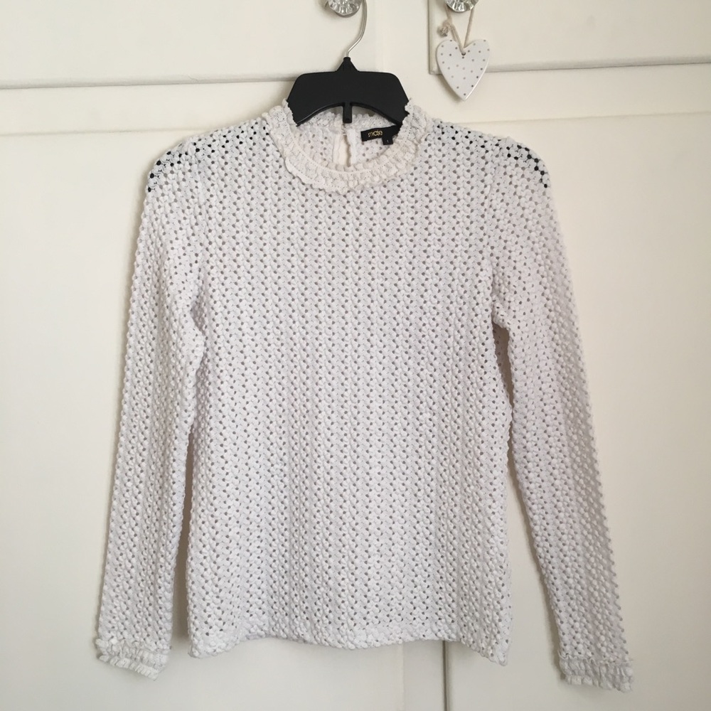 Maje White Knit Limo Top Sweater Size 1 Small